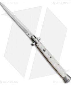 SKM 13" Italian Stiletto Automatic Knife White Pearlex (5.7" Satin Bayo)