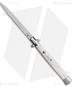 SKM 13" Italian Stiletto Automatic Knife White Pearlex (5.7" Satin Flat)