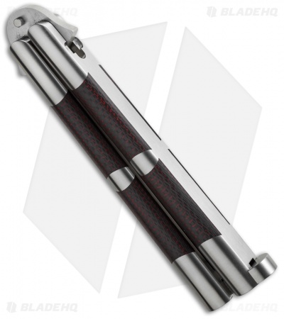 29 Knives Chris Olofson Custom 4" Kukri Bali Butterfly Knife Red Carbon Fiber - Image 2