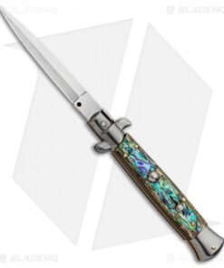 Frank B 9" Italian Stiletto Automatic Dagger Knife Abalone (4" Satin)