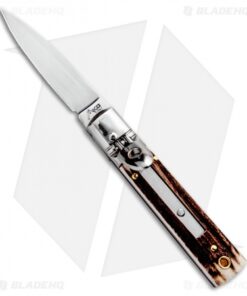 AKC Classic 6" Lever Lock Automatic Italian Knife Stag (2.25" Satin)