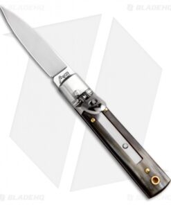 AKC Classic 6" Lever Lock Automatic Italian Knife Brazilian Horn (2.25" Satin)