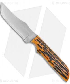 Anza Knives 709-AJB Fixed Blade Knife Amber Jigged Bone (4.5" Satin)