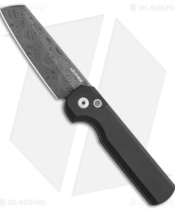 Arcform Slimfoot Automatic Knife Black Aluminum (3.1" Damascus)
