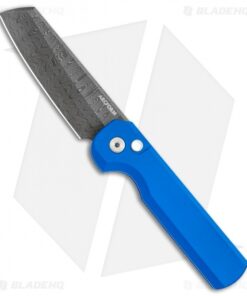 Arcform Slimfoot Automatic Knife Blue Aluminum (3.1" Damscus)