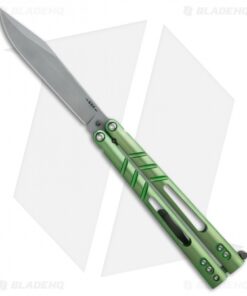 BRS ALT Alpha Beast Infinity Balisong Butterfly Knife Green Ti (4.5" Stonewash)