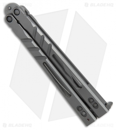 BRS Alpha Beast Bowie Balisong Butterfly Knife Titanium (4.5" Stonewash) - Image 2