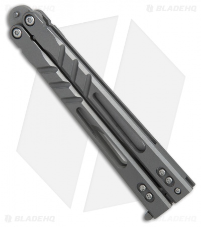 BRS Alpha Beast Bowie Balisong Butterfly Knife Titanium (4.5" Stonewash) - Image 3