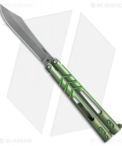 BRS Alpha Beast Infinity Balisong Butterfly Knife Green Ti (4.5" Stonewash)