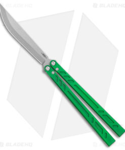 BRS Barebones Balisong Butterfly Knife Green Aluminum Channel (4.5" SW)