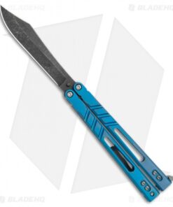 BRS Premium Alpha Beast Balisong Butterfly Knife Blue Ti (4.5" Acid)