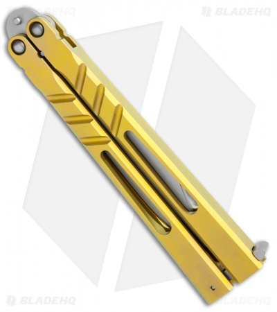 BRS Premium Channel Alpha Beast Balisong Butterfly Knife Gold Ti (4.5") CHAB - Image 3