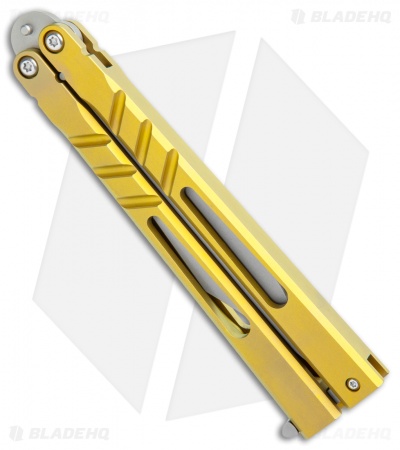 BRS Premium Channel Alpha Beast Balisong Butterfly Knife Gold Ti (4.5") CHAB - Image 2