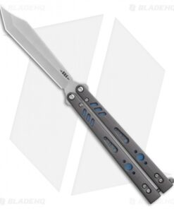 BRS Premium Replicant Balisong Butterfly Knife Gray G-10/Blue Ti (4.5" SW)