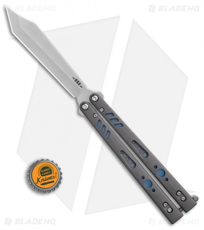 BRS Premium Replicant Balisong Butterfly Knife Gray G-10/Blue Ti (4.5" SW) - Image 4