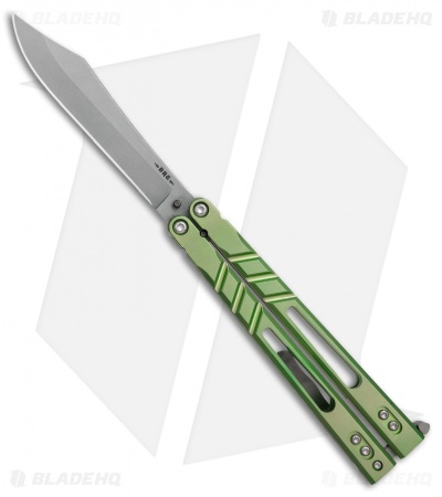 BRS Premium Alpha Beast Balisong Butterfly Knife Green Ti w/ Clip (4.5" SW)