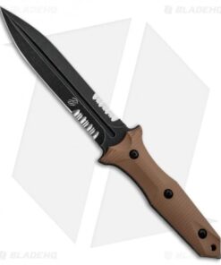 Bastinelli Creations GROZO Fixed Blade Knife Coyote G-10 (5.8" Black SW Serr)