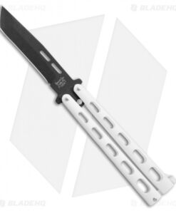 Bear & Son Large Butterfly Knife Tanto White (3.9" Black) 115TANW
