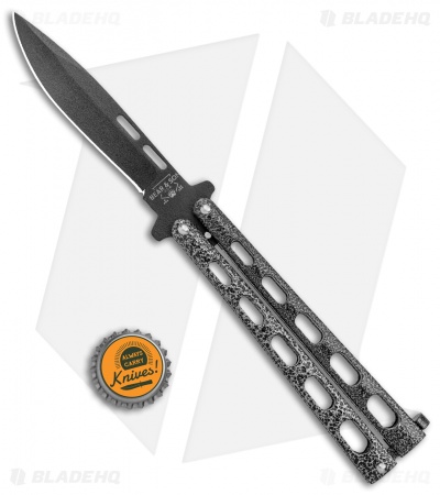 Bear & Son 115 Large Butterfly Knife Silver Speckle (4" Black) - Image 4