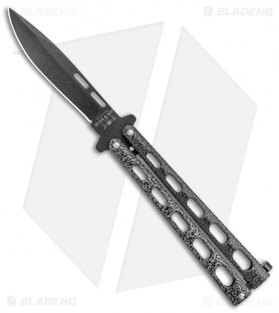 Bear & Son 115 Large Butterfly Knife Silver Speckle (4" Black)