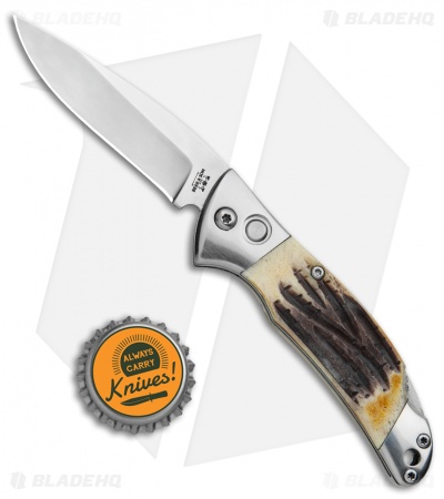 Bear and Son Automatic Lockback Knife India Stag (2.75" Satin) - Image 4