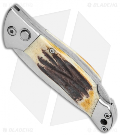 Bear and Son Automatic Lockback Knife India Stag (2.75" Satin) - Image 2