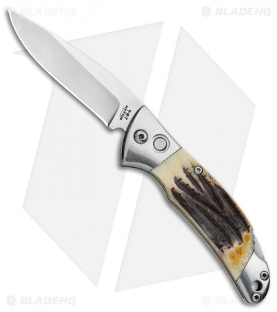Bear and Son Automatic Lockback Knife India Stag (2.75" Satin)