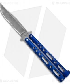 Benchmark Butterfly Knife Blue Epoxy Steel (4" Stonewash)