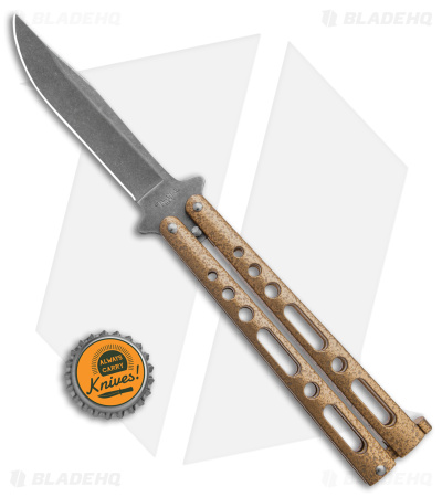 Benchmark Butterfly Knife Gold Epoxy Steel (4" Stonewash) - Image 4