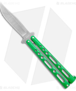 Benchmark Butterfly Knife Green Epoxy Steel (4" Stonewash)