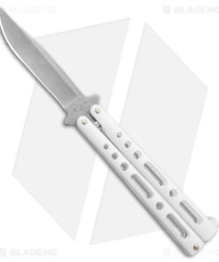 Benchmark Butterfly Knife White Epoxy Steel (4" Stonewash)