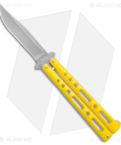Benchmark Butterfly Knife Yellow Epoxy Steel (4" Stonewash)