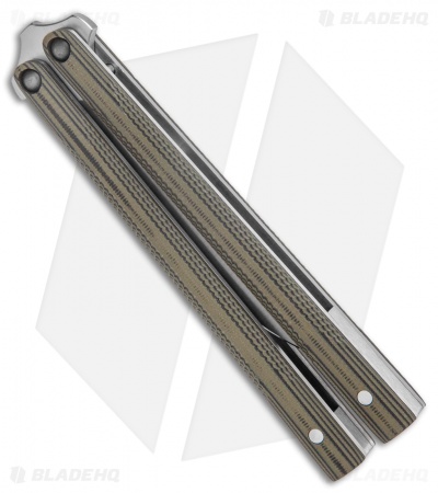 Biegler Bladeworks Custom Corsair Balisong Knife Green/Black G-10 (4.4" Satin) - Image 3