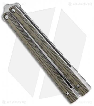 Biegler Bladeworks Custom Corsair Balisong Knife Green/Black G-10 (4.4" Satin) - Image 2