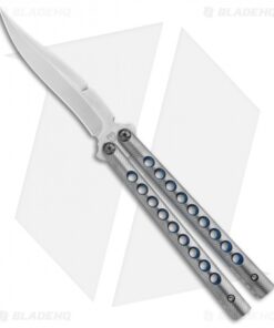 Biegler Bladeworks Custom Stinkfinger Balisong Knife Blue/Gray Ti (4.4" Satin) 4