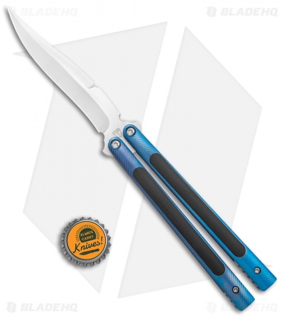 Biegler Bladeworks Custom Stinkfinger Balisong Knife Blue Ti/G-10 (4.4" Satin) 1 - Image 4