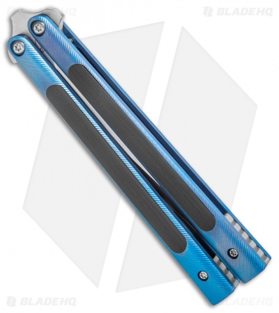 Biegler Bladeworks Custom Stinkfinger Balisong Knife Blue Ti/G-10 (4.4" Satin) 1 - Image 2