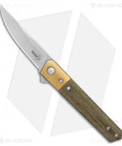 Boker Mini Kwaiken Exclusive Flipper Knife Brass/Micarta (3" Stonewash VG-10)