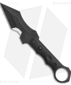 CIVIVI Orthrus Tactical Button Fixed Blade Knife Black G-10 (3.8" Black Serr)