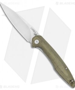 CJRB Cutlery Centros Liner Lock Knife Green Canvas Micarta (3.6" Stonewash)