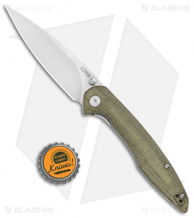 CJRB Cutlery Centros Liner Lock Knife Green Canvas Micarta (3.6" Stonewash) - Image 4