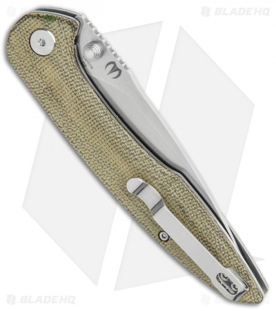CJRB Cutlery Centros Liner Lock Knife Green Canvas Micarta (3.6" Stonewash) - Image 3
