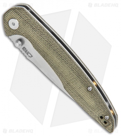 CJRB Cutlery Centros Liner Lock Knife Green Canvas Micarta (3.6" Stonewash) - Image 2