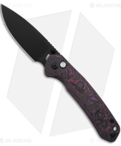 CJRB Pyrite BHQ Exclusive Ti Button Lock Knife Purple Haze Fat Carbon (3.1" PVD)