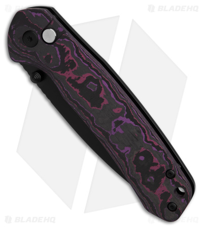 CJRB Pyrite BHQ Exclusive Ti Button Lock Knife Purple Haze Fat Carbon (3.1" PVD) - Image 2