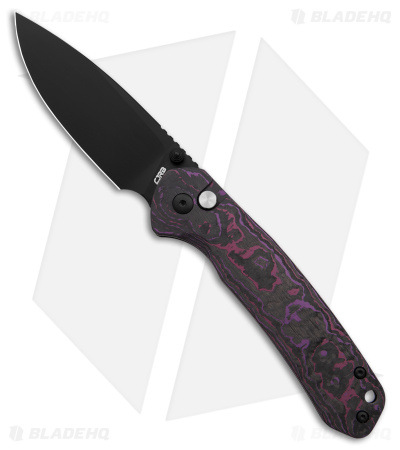 CJRB Pyrite BHQ Exclusive Ti Button Lock Knife Purple Haze Fat Carbon (3.1" PVD)