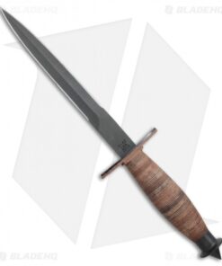 Case Knives V-42 Stiletto Dagger Fixed Blade Knife Leather Wrapped (7.25" Black)