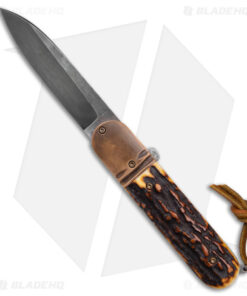 Chuck Gedraitis Switchblade Automatic Knife Brown Stag Horn (3.25" Dark)