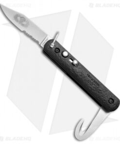 Colonial Knife Company Automatic Knife w/Bail Loop Black (3" Satin Serr) M-724