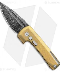 D Rocket Design Harlock Automatic Knife Gold Titanium (2" Damascus)